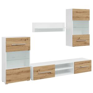 vidaXL Unități TV de 5 piese cu iluminare LED Artisan Stejar lemn