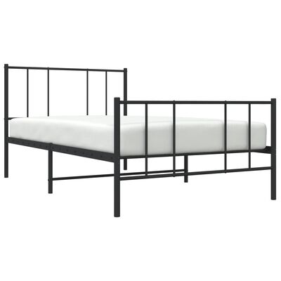 vidaXL Cadru pat metalic cu tăblii de cap/picioare, negru, 75x190 cm