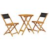 vidaXL Set mobilier bistro, 3 piese, negru, polipropilenă lemn masiv