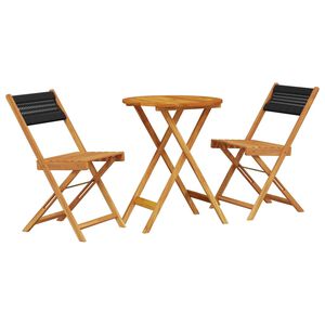 vidaXL Set mobilier bistro, 3 piese, negru, polipropilenă lemn masiv