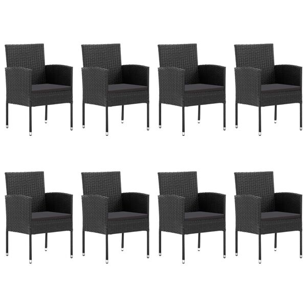 vidaXL Set mobilier de grădină, 9 piese, negru
