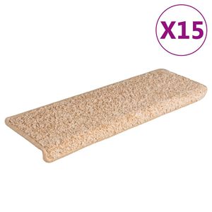 vidaXL Covorașe pentru scări, 15 buc., 65x21x4 cm, margini dreptunghiulare aurii