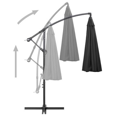 vidaXL Umbrelă de soare suspendată, antracit, 3 m, stâlp de aluminiu