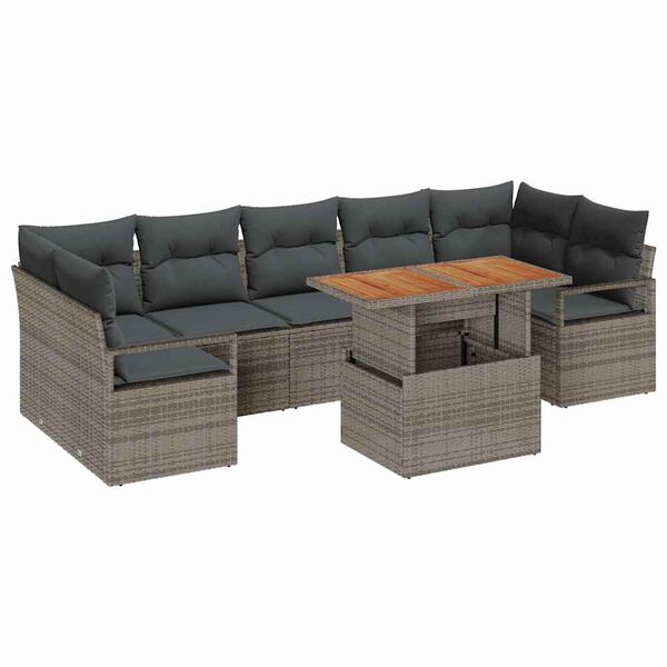 vidaXL Set de canapele pentru grădină 8 pcs Gri Rattan poli