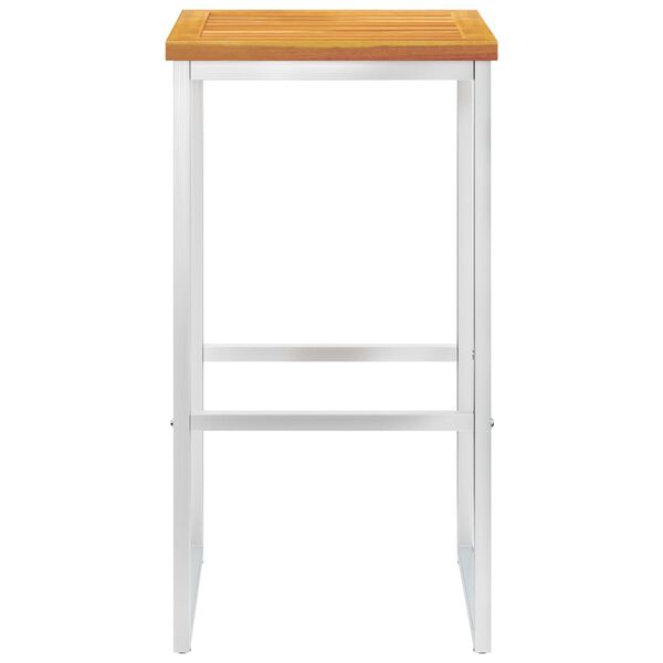 vidaXL Scaune de bar, 2 buc., lemn masiv de acacia și oțel inoxidabil