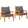 vidaXL Scaun pentru Grădină 2 Bucată Ulei Natural 65 x 59,5 x 72 cm