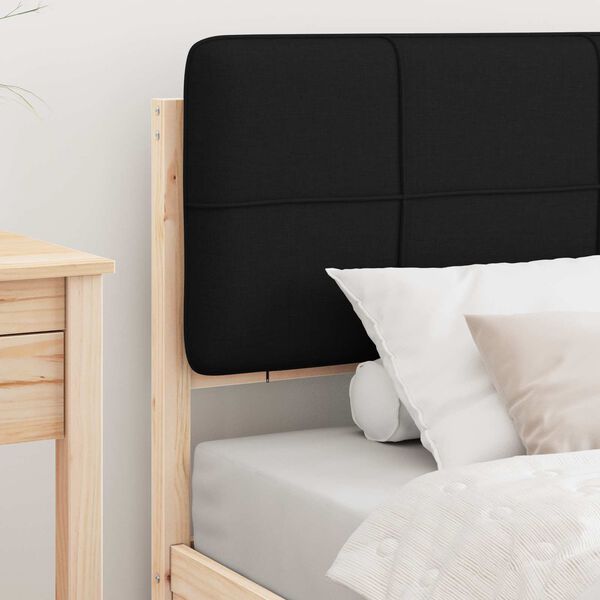 vidaXL Cadru de pat cu tăblie tapițată cu headboard Negru 90 x 200 cm