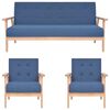 vidaXL Set de canapele, 3 piese, albastru, material textil