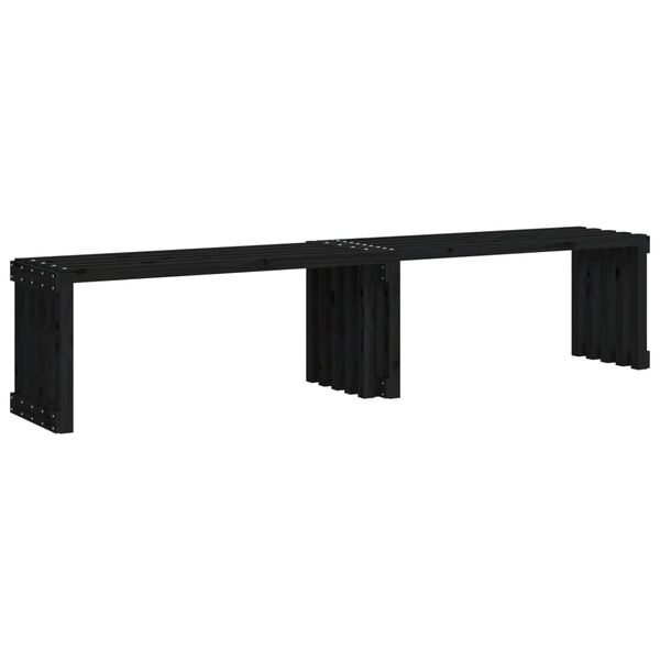 vidaXL Bancă grădină extensibilă negru 212,5x40,5x45 cm lemn masiv pin