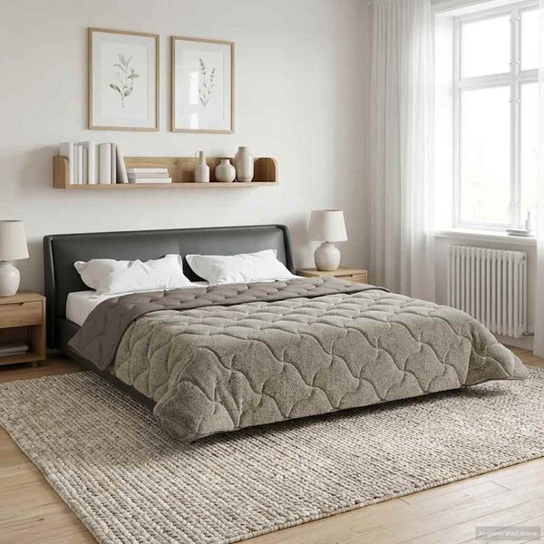 vidaXL Duvet complet pe tot parcursul anului Gri deschis 200 x 220 cm