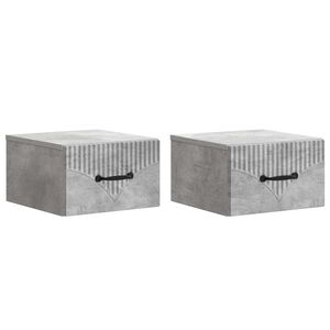 vidaXL Dulap de noapte suspendat 2 pcs Gri Beton 34,5 x 33 x 20 cm