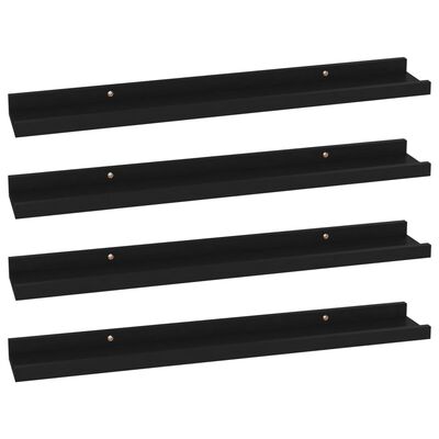 vidaXL Rafturi de perete, 4 buc., negru, 60x9x3 cm