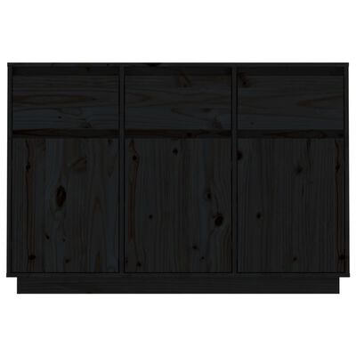 vidaXL Servantă, negru, 110x34x75 cm, lemn masiv de pin