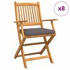 vidaXL Scaun pliant 8 buc. Gri Lemn masiv de acacia