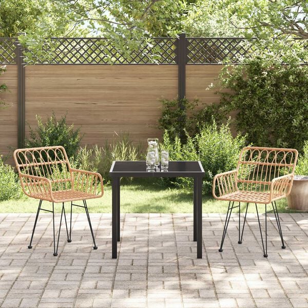 vidaXL Set de masă pentru grădină 5 pcs Negru Rattan poli