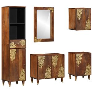 vidaXL Set dulap baie 5 buc. Maro miere 62 x 33 x 58 cm