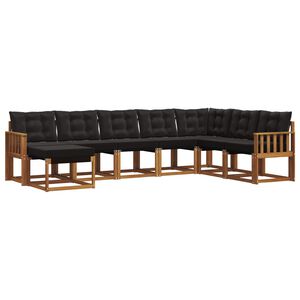 vidaXL Set de canapele de exterior cu pernă 8 pcs Natural și Negru