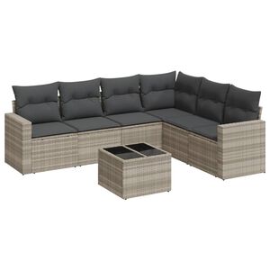 vidaXL Set canapele de grădină cu perne, 7piese gri deschis poliratan