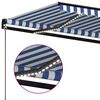 vidaXL Copertină retractabilă manual cu LED, albastru/alb, 400x350 cm