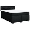 vidaXL Pat box spring cu saltea, negru, 140x190 cm, textil