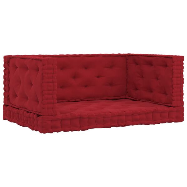 vidaXL Perne pentru podea paleți, 4 buc., roșu vișiniu, bumbac