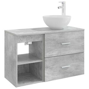 vidaXL Set de mobilier pentru baie 2 pcs Gri Beton Lemn prelucrat