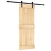 vidaXL Ușă glisantă Natural și Negru 80 x 210 cm Lemn de Pin Solid