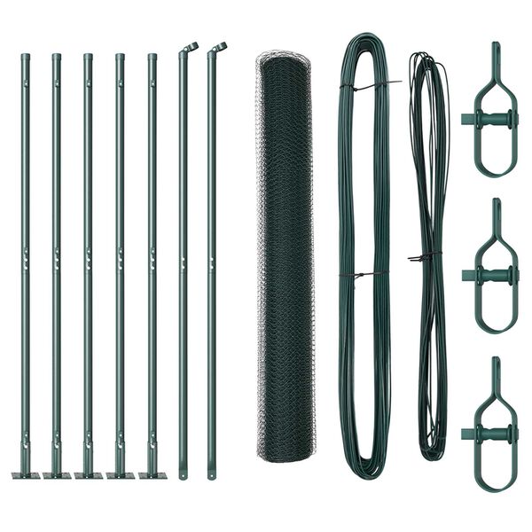 vidaXL St&acirc;lp de gard. Verde 10 x 1,2 m (plasă de 25 mm) Oțel și PVC