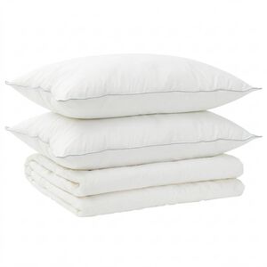 vidaXL Set de plapumă și perne 3 buc. 200x200 cm Vară 200 GSM L&acirc;nă Alb