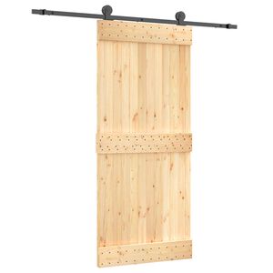 vidaXL Ușă glisantă Natural și Negru 90 x 210 cm Lemn de Pin Solid