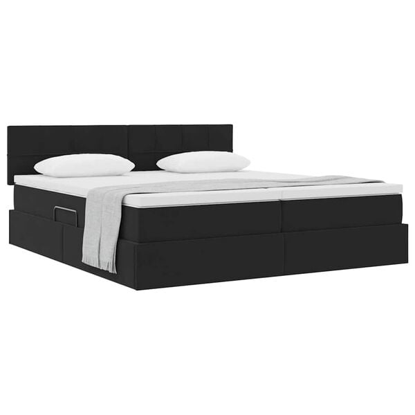 vidaXL Pat cu storage cu saltea cu headboard Negru 90 x 200 cm