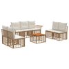 vidaXL Set de canapele de exterior 8 buc. Alb Natural și Crem