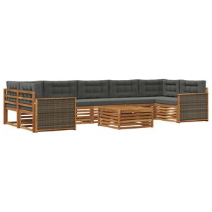 vidaXL Set de canapele de exterior cu pernă 8 pcs Natural și Antracit
