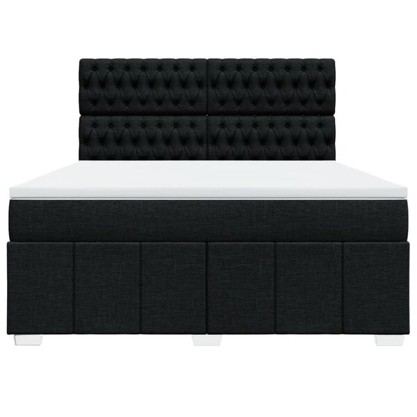 vidaXL Pat box spring cu saltea, negru, 180x200 cm, catifea