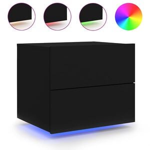 vidaXL Noptieră montată pe perete cu lumini LED, negru