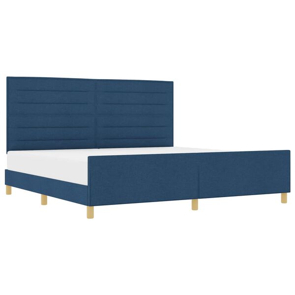 vidaXL Cadru de pat cu headboard albastru 200 x 200 cm țesătură