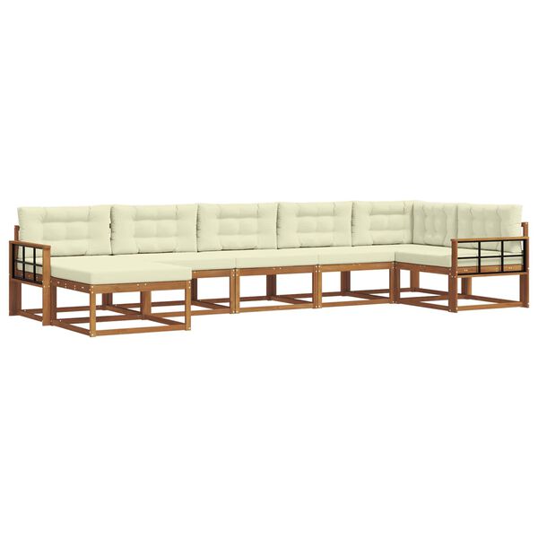 vidaXL Set de canapele de exterior cu pernă 7 pcs Natural și Crem