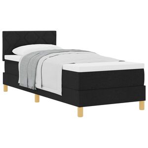 vidaXL Pat cu arcuri cu saltea cu headboard Negru 80 x 200 cm țesătură
