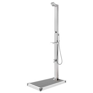 vidaXL Duș de grădină cu bază gri, 225 cm, oțel inoxidabil