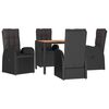 vidaXL Set mobilier de grădină cu perne, 5 piese, negru, poliratan
