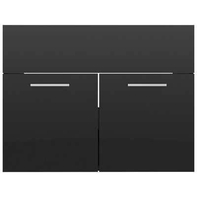 vidaXL Set mobilier de baie, 2 piese, negru extralucios, PAL