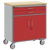 vidaXL Carucior de lucru cu roți cu sertar Roșu și gri 75 x 45 x 85 cm