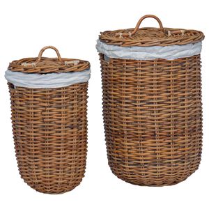 vidaXL Coș pentru rufe 2 pcs Maro Ratan Kubu