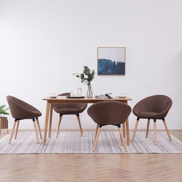 vidaXL Scaune de bucătărie, 4 buc., maro, material textil