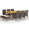 vidaXL Set mobilier de grădină, 11 piese, maro