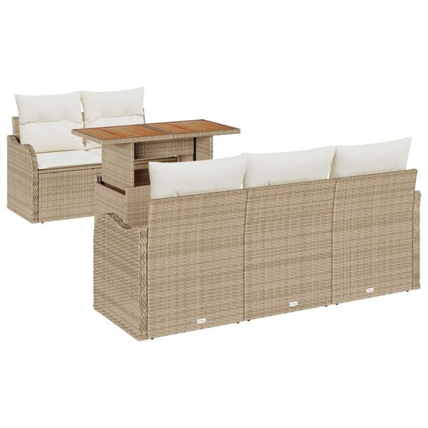 vidaXL Set de canapele pentru grădină 6 pcs Bej Rattan poli
