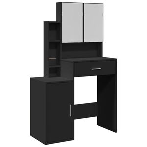 vidaXL Masă de toaletă cu dulap, negru, 80x35x132 cm