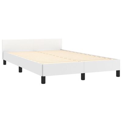 vidaXL Cadru de pat cu tăblie, alb, 120x190 cm, piele ecologică