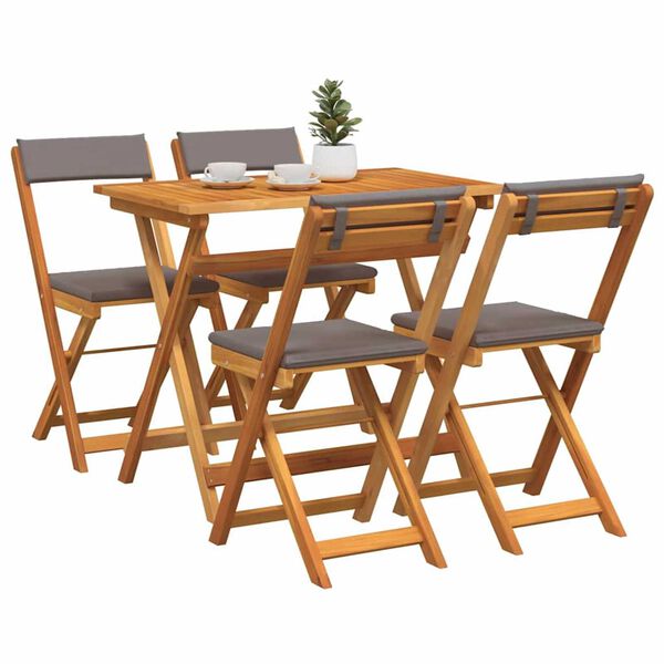 vidaXL Set bistro 5 pcs Maro lemn masiv de acacia