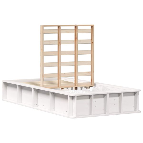vidaXL Cadru de pat Alb 80 x 200 cm Lemn de pin masiv